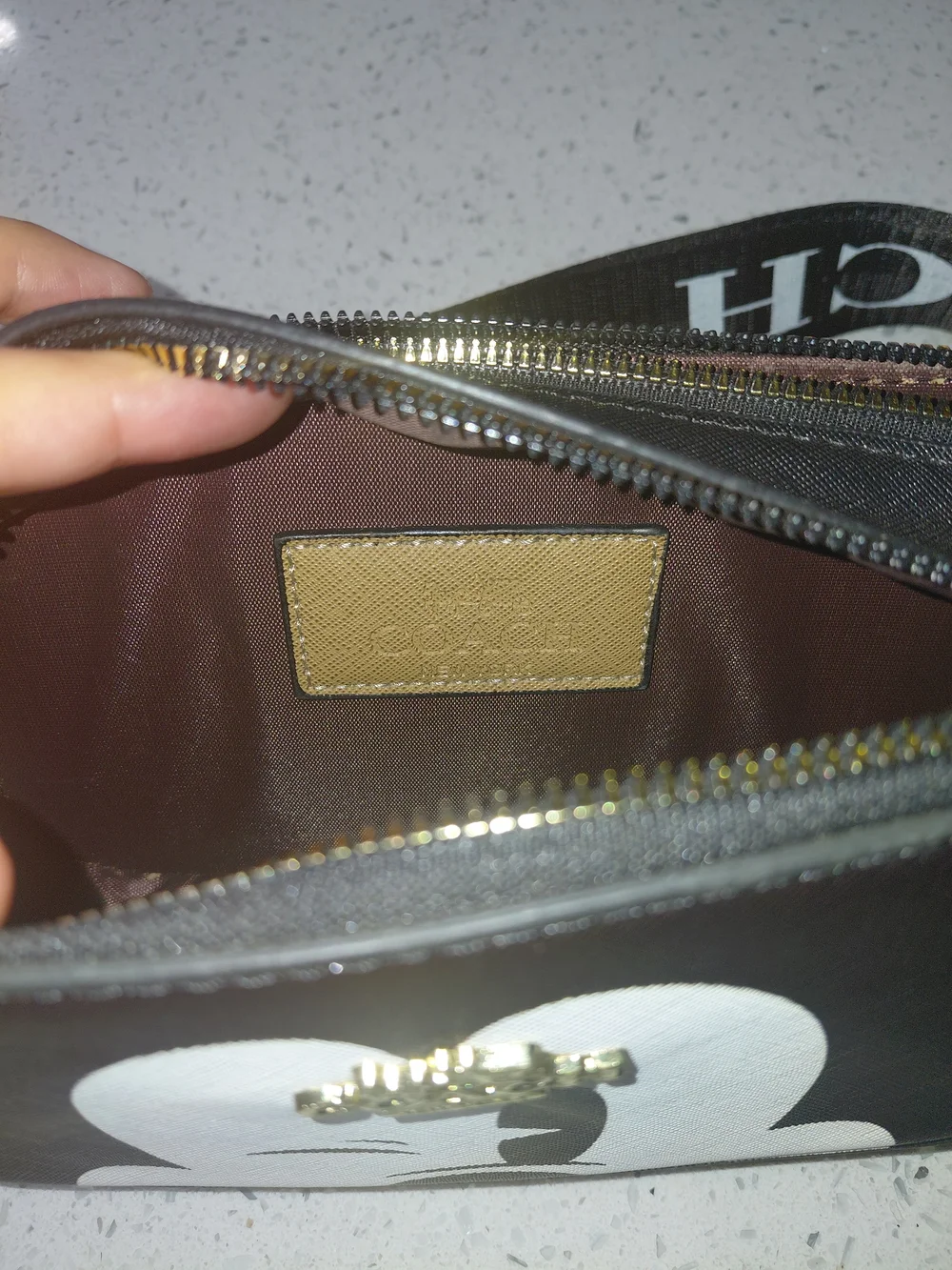 Coach Black And White Disney Mickey Crossbody Bag with Gold Hardware